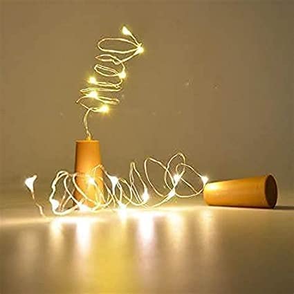 Ahuja International 20 LED Wine Bottle Cork Copper Wire String Lights, 2M Battery Operated (Warm White, Pack of 1,2 and 10) (Pack of 2)