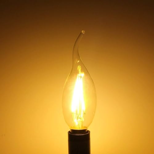 AHUJA INTERNATIONAL Vintage LED Candle Bulb C35 Tail Filament Vintage LED Bulbs E14 Small Edison Screw Warm White 4W