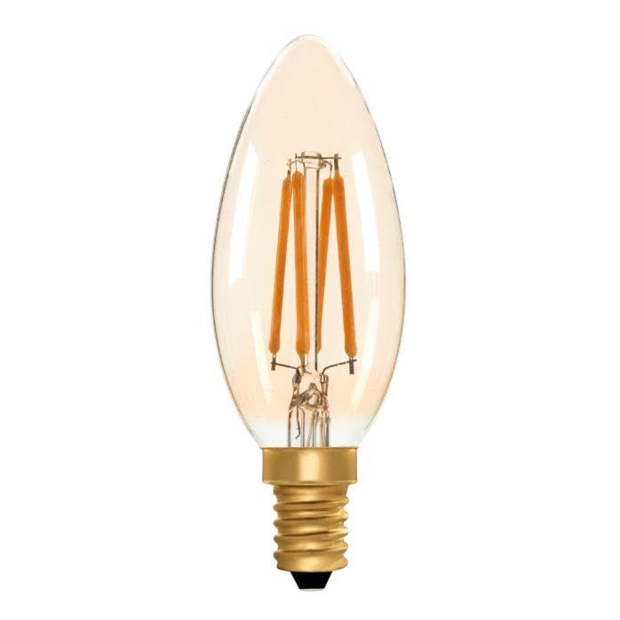AHUJA INTERNATIONAL Vintage LED Light Candle Bulb E14 Base Warm White 4W amber (Pack of 2)