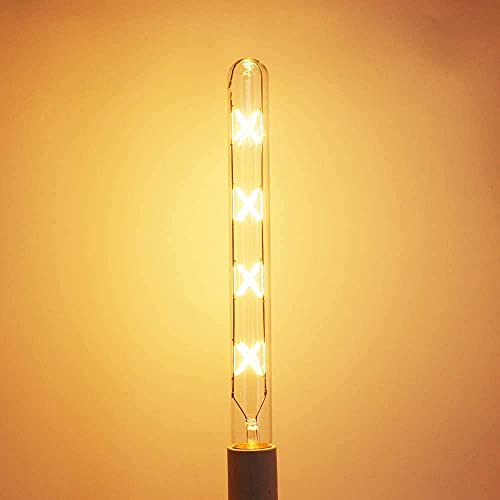 Ahuja International T300, T30 LED Long Tube Edison Bulbs, 8W Vintage LED Filament Bulbs, E26, E27 Base Warm White LED T10 Tubular Filament Lights 11.8inch Clear Glass Lamps (1-Pack)