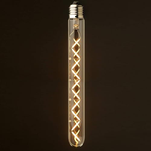 AHUJA INTERNATIONAL T300, T30 LED Long Tube Edison Bulbs, 8W Vintage LED Filament Bulbs, E26, E27 Base Warm White LED T10 Tubular Filament Lights 11.8inch Amber Glass Lamps (2-Pack)