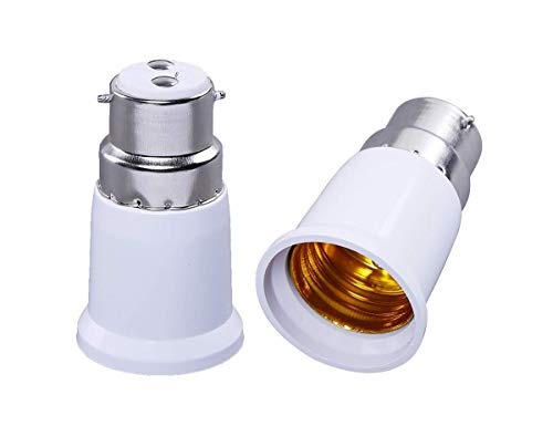 Ahuja International B22 to E27 Light Bulb Adapter(Pack of 2,White) Screw Base Socket Lamp Holder Light Bulb Adapter