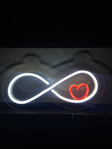 AHUJA INTERNATIONAL Infinity with Heart LED NEON Sign Custom NEON Sign Perfect Valentine's Day Gift, Home Decor, Party, Cafe