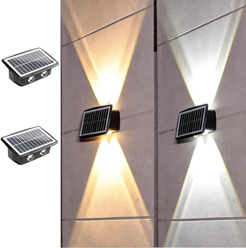 AHUJA INTERNATIONAL 4 Way Solar Up Down LED Wall Lights Solar Powered, Porch Light, Outdoor Light (Pack of 1) Warm White