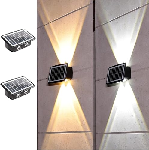 AHUJA INTERNATIONAL 4 Way Solar Up Down LED Wall Lights Solar Powered, Porch Light, Outdoor Light (Pack of 1) Warm White