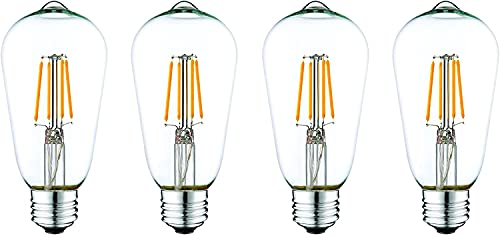 Ahuja International LED Filament Vintage Edison Bulb ST64 4w Clear Glass Bulb with E-27 Base Pack of 4