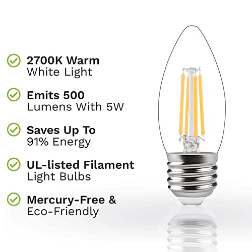AHUJA INTERNATIONAL Vintage LED Light Candle Bulb E27 Base Warm White 4W