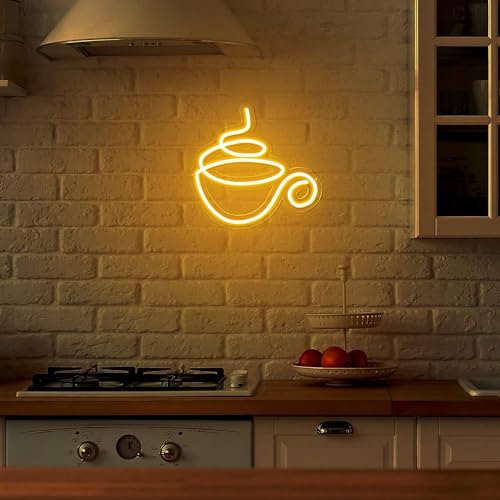 Ahuja Interntional Tea Neon Sign, Teacup Led Neon Sign,Customized Neon Sign Perfect for Tea Lover, Coffee Lover, Night LAMP, Home Decor, Cafe, Room, Kitchen, Dining Room (Mini Sign)