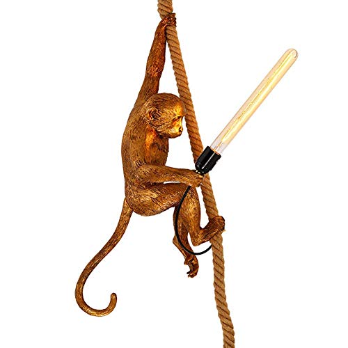 AHUJA INTERNATIONAL Monkey Pendant Light Without Bulb, Resin Hemp Rope Ceiling Light Fixture, Hanging Lamp for Dining Living Room, Children's Bedroom, Bar, Cafe 59x29x29