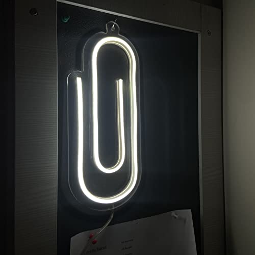 AHUJA INTERNATIONAL Paperclip LED NEON Sign Customized NEON Sign Perfect for Workplace, Office, Home Decor, Cafe, Office Desk