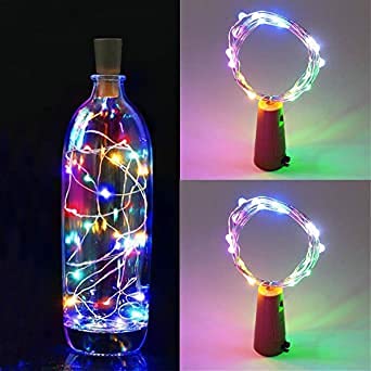 Ahuja International 20 LED Wine Bottle Cork Copper Wire String Lights, 2M Battery Operated (Multicolour White, Pack of 1,2 and 10)