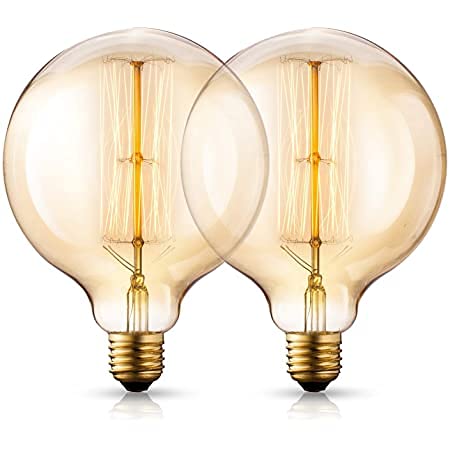 Ahuja International G95 40 Watt E27 TypeGlass Dimmable Industrial LED Filament Bulb Round Shape (Warm White, 40 W) - Pack of 2