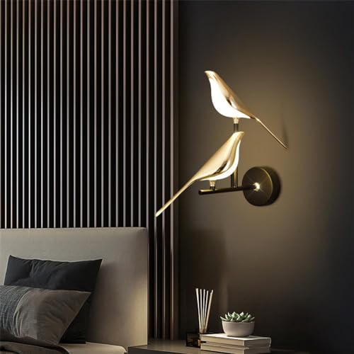 AHUJA INTERNATIONAL Bird Wall Lamp, Bird Art Wall Light,Luxury Hotel Bedroom Bedside Living Room Creative Light Modern Design Bird Lamp (Warm White)