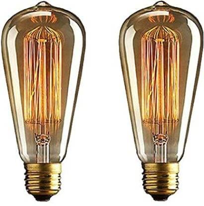 AHUJA INTERNATIONAL 40 W Standard E27 Incandescent Bulb Antique Vintage Light Bulbs, ST64 Dimmable 40W E27 Edison Bulbs Pack of 2