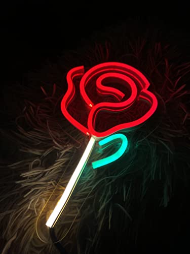 AHUJA INTERNATIONAL Rose LED NEON Sign Customized NEON Sign Perfect Valentine's Day Gift, Home Decor, Kids Room, Party, CAFÉ