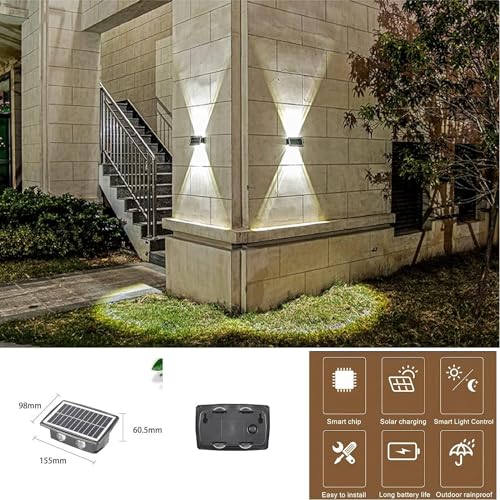AHUJA INTERNATIONAL 4 Way Solar Up Down LED Wall Lights Solar Powered, Porch Light, Outdoor Light (Pack of 1) Warm White