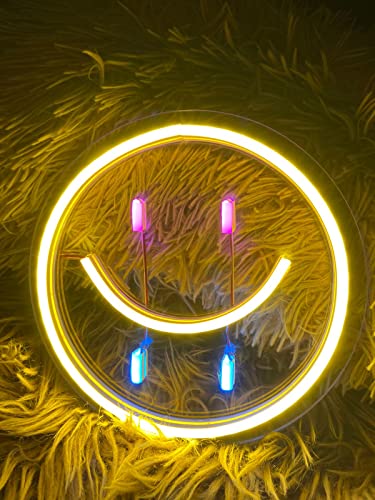 AHUJA INTERNATIONAL Smiley NEON Sign, Home Decor, Kids Room, Party, CAFÉ (7" x 7")