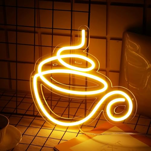 Ahuja Interntional Tea Neon Sign, Teacup Led Neon Sign,Customized Neon Sign Perfect for Tea Lover, Coffee Lover, Night LAMP, Home Decor, Cafe, Room, Kitchen, Dining Room (Mini Sign)