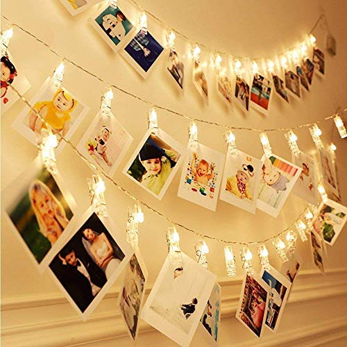 Ahuja International 20 Piece Photo Clips String Light Battery (Battery Not Included), Plug in for Home Decoration (Warm White)