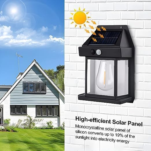 AHUJA INTERNATIONAL Tungsten Bulb LED Solar Outdoor Garden Waterproof Wall Light with Wireless Sensor Solar Wall Lamp-Pack of 1