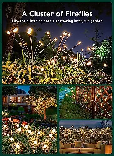 AHUJA INTERNATIONAL Solar Garden Lights, Solar Powered Firefly Lights Outdoor Waterproof Solar Garden Decorative Lights for Yard Patio Pathway Decoration, Warm White