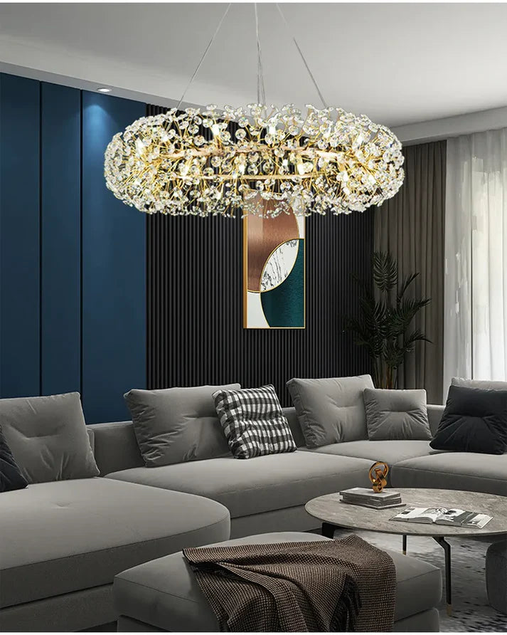 Ahuja International Crystal Design Glass Modern Led Chandelier 800Mm Ring - Warm White