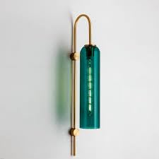 AHUJA INTERNATIONAL Luxury Modern Glass Wall Light with Metal Finish Decorative Indoor Wall Lamp for Bedroom, Living Room, Hotel & Cafe, Bar Warm Ambient Lighting Bulb Not Included , Teal  Glass Pack of 1