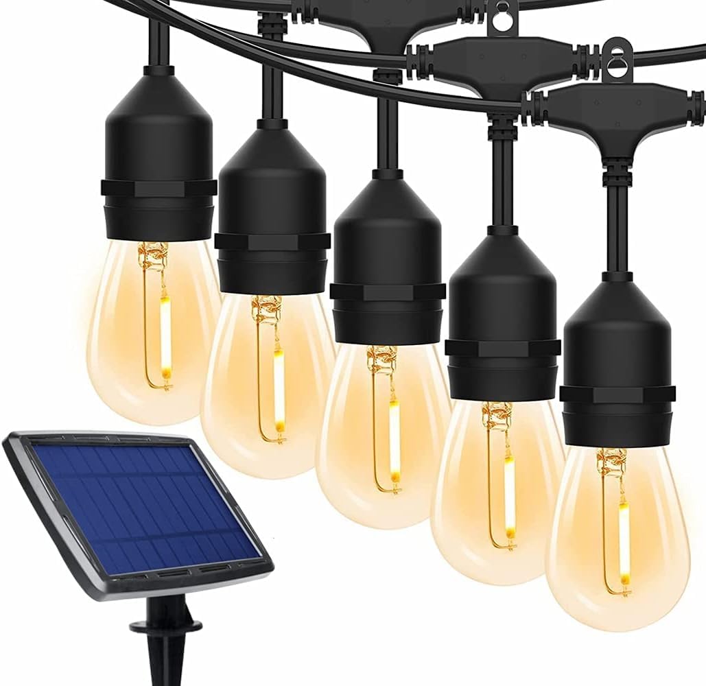 Ahuja international Solar String Light 5 Meter 10 Holder with 10 Bulb Outdoor Waterproof Patio Lights Solar Powered Edison Bulbs Warm White Outdoor String Lights for Garden, Backyard, Porch, Balcony