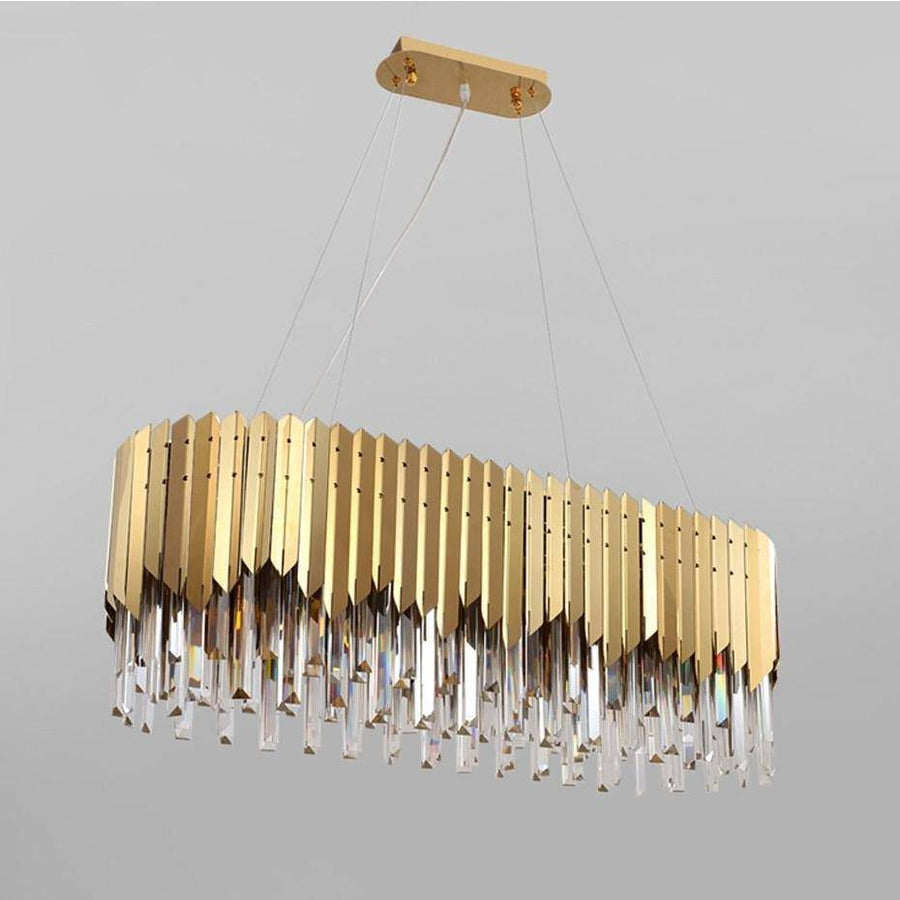 Ahuja International Golden Crystal Chandelier Contemporary Luxury E14 Pendant Light Adjustable Height Ceiling Light for Kitchen Island Living Room Dining Room Bedroom-Electroplated Gold