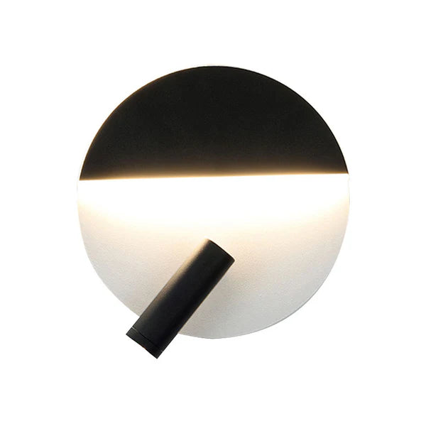 Ahuja International Black/White Round Wall Lamp LED Modern Simple Metallic Wall Light with Spotlight Rotating Iron Aluminum,Reading Lamp Bedside Lighting Lamp,Bracket Light