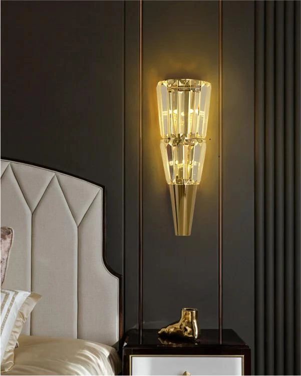 Ahuja International Led Crystal Big Mashal Modern Gold Metal Wall Light