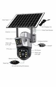 AHUJA INTERNATIONAL WiFi Dual Solar CCTV Camera 5MP+5MP 360° PTZ Wireless Security Camera with Solar Panel & 10000mAh Night Vision, Human Detection, 2-Way Audio, V380 Pro App, IP66 SD Card Support