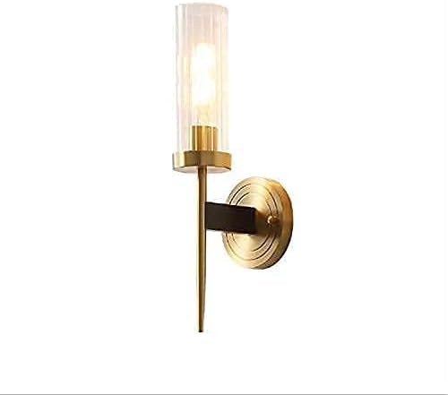 Ahuja International Mashal Light Wall Lamp Modern Gold 2 Light Wall Sconce with Clear Cylindrical Glass Shade Wall Lamp Vintage Brushed Brass Wall Light  lamp