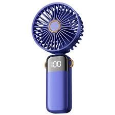 AHUJA INTERNATIONAL Modern Mini Small Fan 3 in 1 Portable USB Rechargeable 5 Speed 6 hours with Display, 90° Foldable Fan For Personal Hand,Neck,Pocket & Desk, Makeup Women Fan Blue , Pack of 1