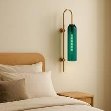 AHUJA INTERNATIONAL Luxury Modern Glass Wall Light with Metal Finish Decorative Indoor Wall Lamp for Bedroom, Living Room, Hotel & Cafe, Bar Warm Ambient Lighting Bulb Not Included , Teal  Glass Pack of 1