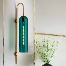 AHUJA INTERNATIONAL Luxury Modern Glass Wall Light with Metal Finish Decorative Indoor Wall Lamp for Bedroom, Living Room, Hotel & Cafe, Bar Warm Ambient Lighting Bulb Not Included , Teal  Glass Pack of 1