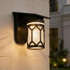 AHUJA INTERNATIONAL Solar Wall Light Round Designer Crystal Waterproof Outdoor Lantern with Remote Control Ambience Switch 3000K-6500K 30W IP65