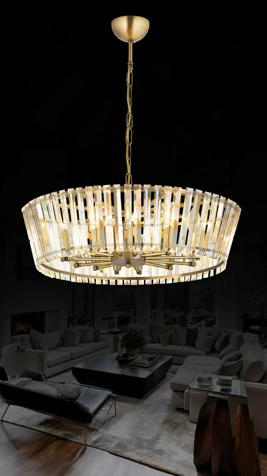 Ahuja International ModernChandelier, Chandelier,Ceiling Light,Nordic Light Luxury Crystal Lighting,Flush Mount for Villa Dining Room Bathroom Bedroom Livingroom,Fixture Pendant Lamp (Color : Gold and Crystal)550MM