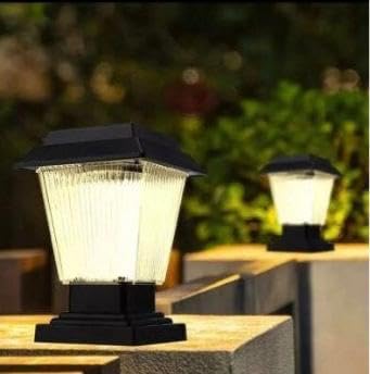 AHUJA INTERNATIONAL Solar Garden Gate Light Square Pillar Light Modern Gate Light Lantern Lamp Post Outdoor, Pathway, Home Decor, Waterproof, Decorative, Landscape Lamp