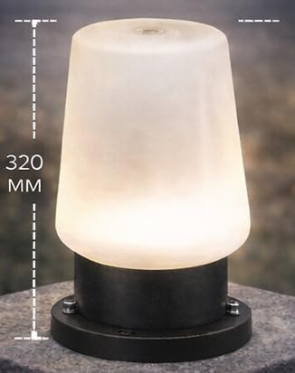 AHUJA INTERNATIONAL Garden Gate Light 7W Outdoor Pillar Light Fence Column Plastic Shell with Glass Exterior Post Lamp Suitable for Courtyard, Terrace, Balcony Gate Light Warm White , Size 320mm