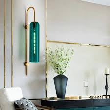AHUJA INTERNATIONAL Luxury Modern Glass Wall Light with Metal Finish Decorative Indoor Wall Lamp for Bedroom, Living Room, Hotel & Cafe, Bar Warm Ambient Lighting Bulb Not Included , Teal  Glass Pack of 1