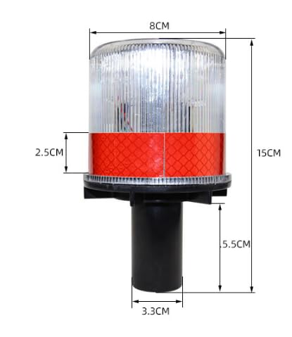 AHUJA INTERNATIONAL Solar High-Visibility Road Safety Signal Positioning Traffic 3W Cone Road Construction Guardrail Solar Blinker Warning Light with Emergency Beacon Flashing Light
