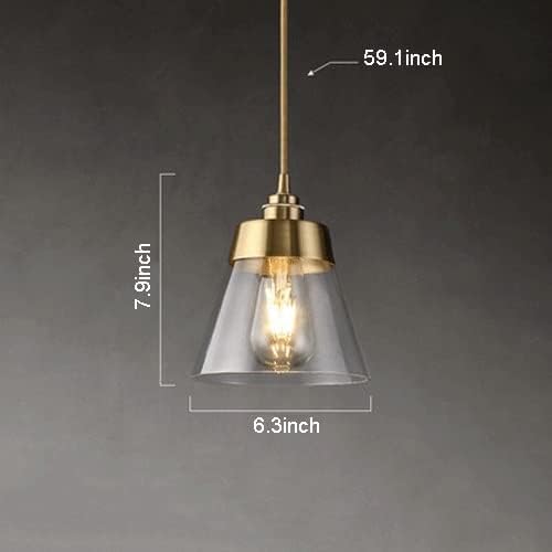 AHUJA INTERNATIONAL Nordic Luxury Pendent Light Copper Metal Hanging Lighting 59.1inch Height Adjustable Droplight Fixture for Hallway Dining Room Kitchen Entryway Closet