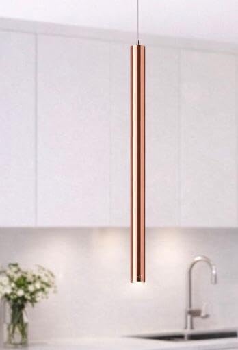 AHUJA INTERNATIONAL Modern Ceiling Long Tube Cylindrical Spotlight 12W Hanging Pendant Light Adjustable Height Lighting Fixture for Kitchen Dinning Room 600 mm, Warm White