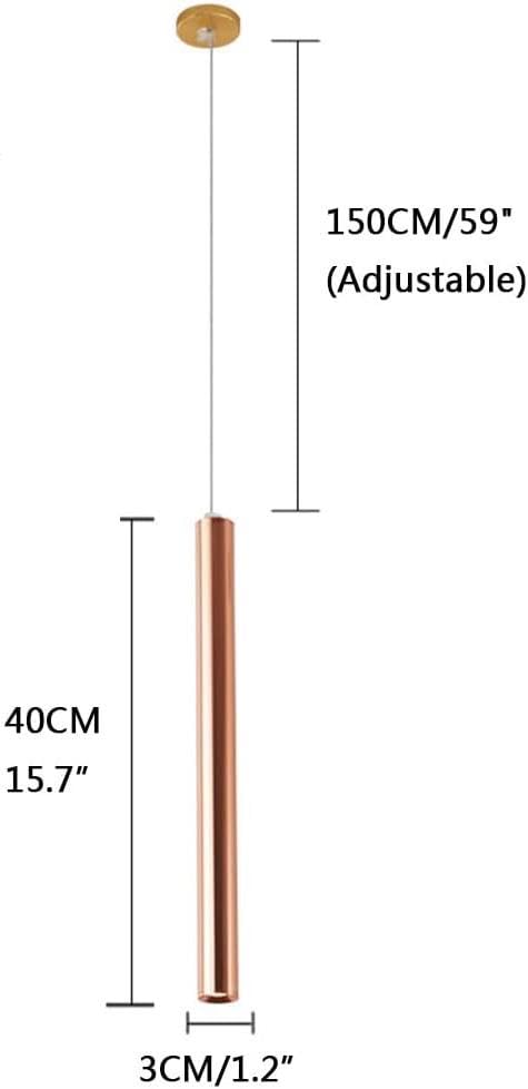 AHUJA INTERNATIONAL Modern Ceiling Long Tube Cylindrical Spotlight 7W Hanging Pendant Light Adjustable Height Lighting Fixture for Kitchen Dinning Room 400 mm, Warm White