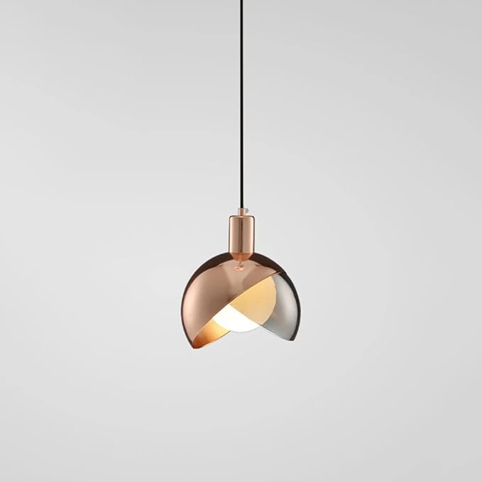 Ahuja International Modern Globe Pendant Light Nordic -Style Metal Glass Chandelier, Creative Personality Pendant Light Lampshade, E27 Snail Mouth Single Hanging Lamp, Bedroom Bedside Decoration Lighting Fixtures, Flush Mount Ceiling Lamp (GOLD/ROSE GOLD)