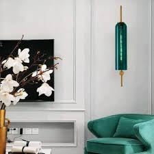 AHUJA INTERNATIONAL Luxury Modern Glass Wall Light with Metal Finish Decorative Indoor Wall Lamp for Bedroom, Living Room, Hotel & Cafe, Bar Warm Ambient Lighting Bulb Not Included , Teal  Glass Pack of 1