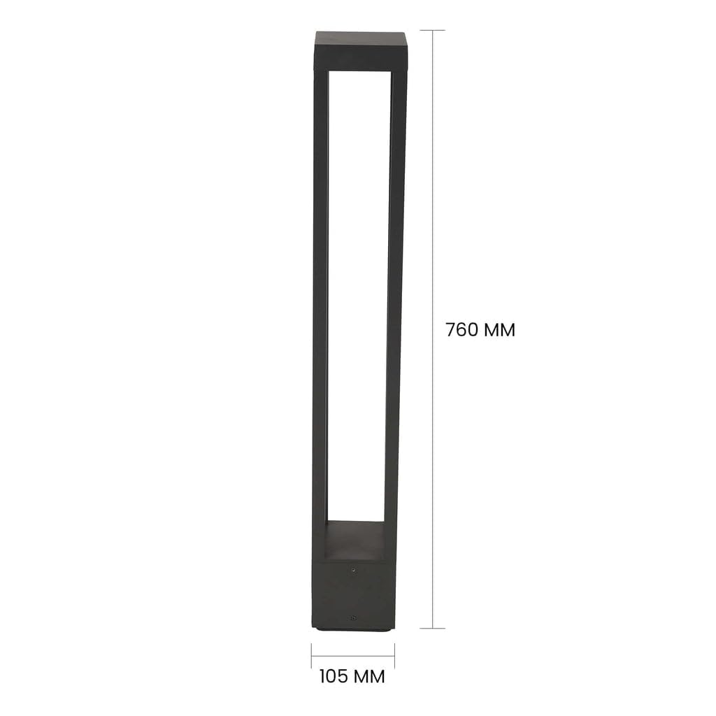 AHUJA INTERNATIONAL Modern Sleek Rectangular 2ft Bollard Garden Light Black Outdoor Post Light Ip65 Household Waterproof Pole Lantern Lamp Pillar Warm White,Garden Light (2 Year Warranty)