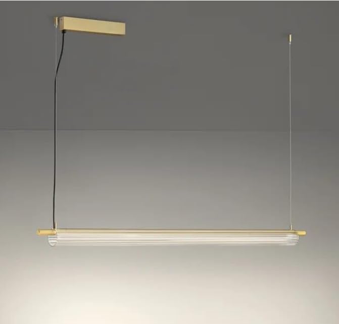Ahuja International Sleek Acrylic Tube Linear Light LED Hanging Pendant Light- 3 in 1 Colors (Warm White, Cool White, Natural White)- Gold, 1200 MM