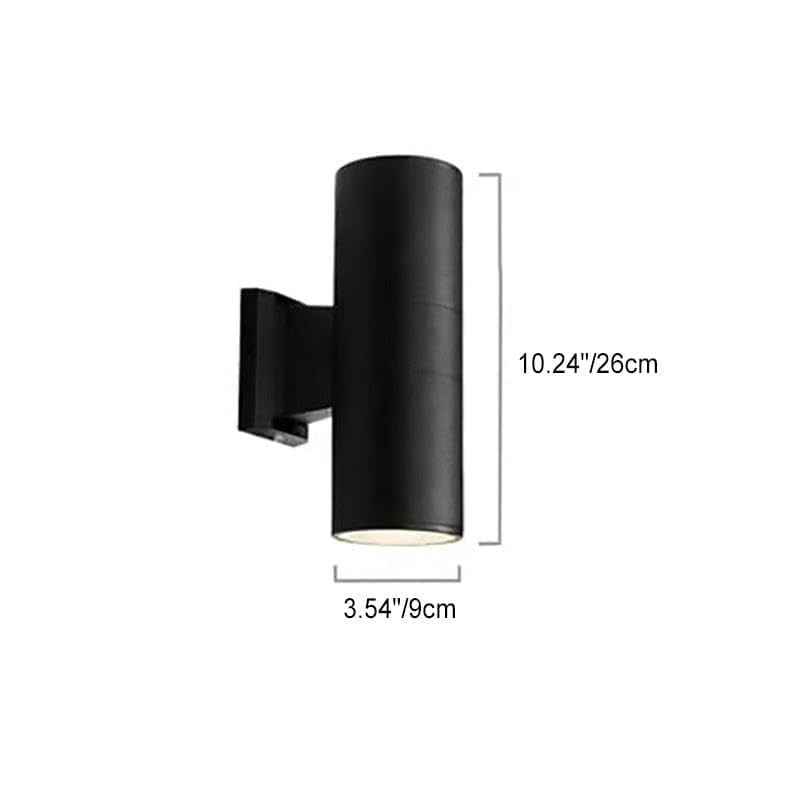 AHUJA INTERNATIONAL 10 Watt Cylinder Up Down Light Black Body Wall Lamp Indoor Outdoor Wall- Warm White